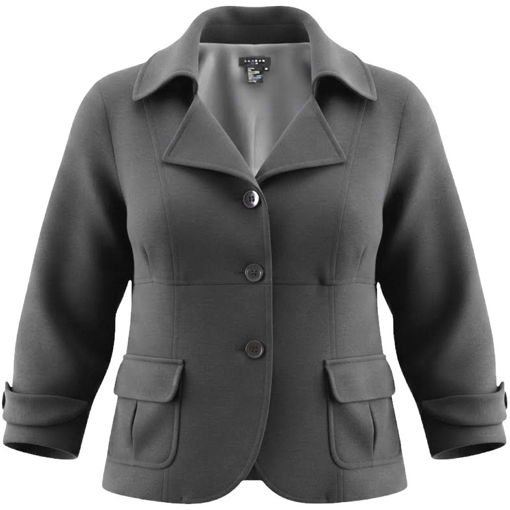 Sandro Blazer Jacket Womens 3X Pockets Career Lined Luxury Black Plus Size